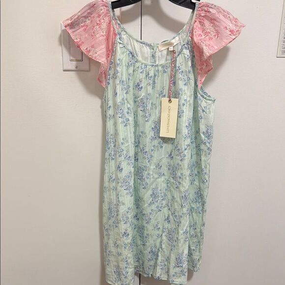LoveShackFancy NWT Girls Lou Dress in Blue & Pink Floral Print. Size 12. - Picture 1 of 13